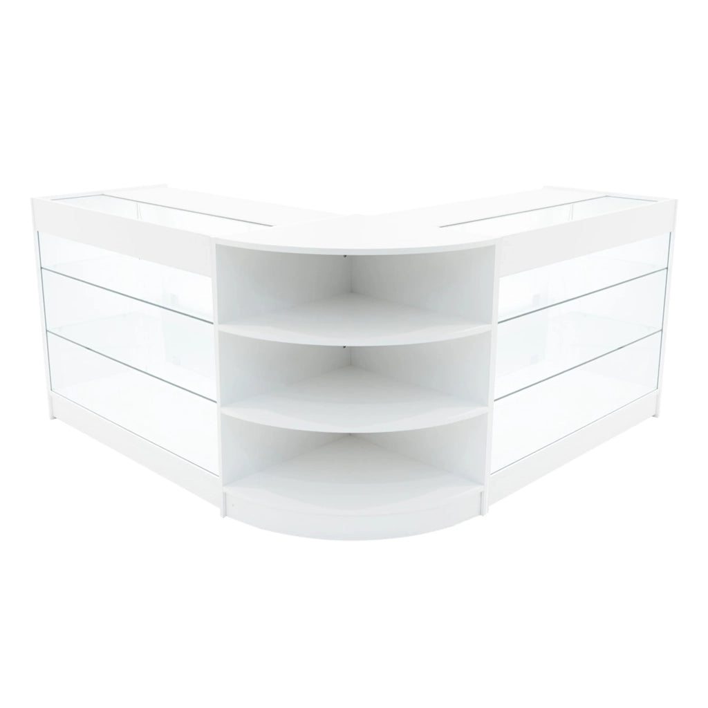 Set Bancone Bianco Apollo LED K1200 LM60 con Vetrina Espositiva 3 Ripiani