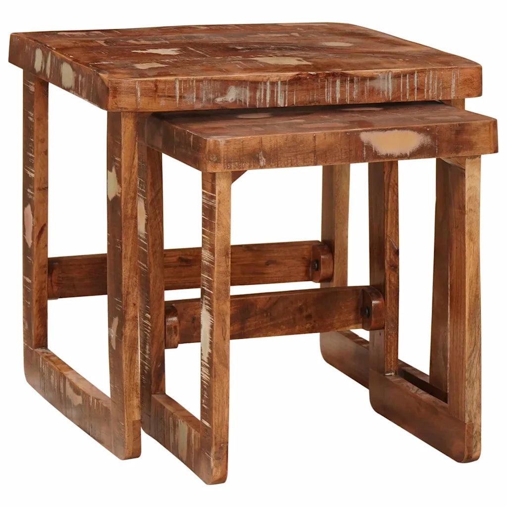 Tavoli da annidamento 2 pcs Marrone Legno Recuperato Massello 4104558