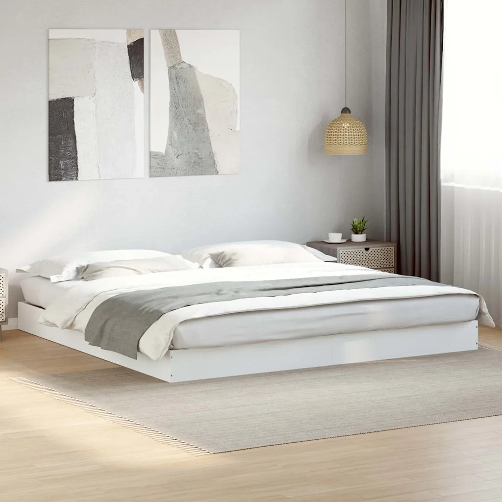 Letto matrimoniale | Letto per adulti | Giroletto senza Materasso Bianco 180x200 cm Legno Multistrato