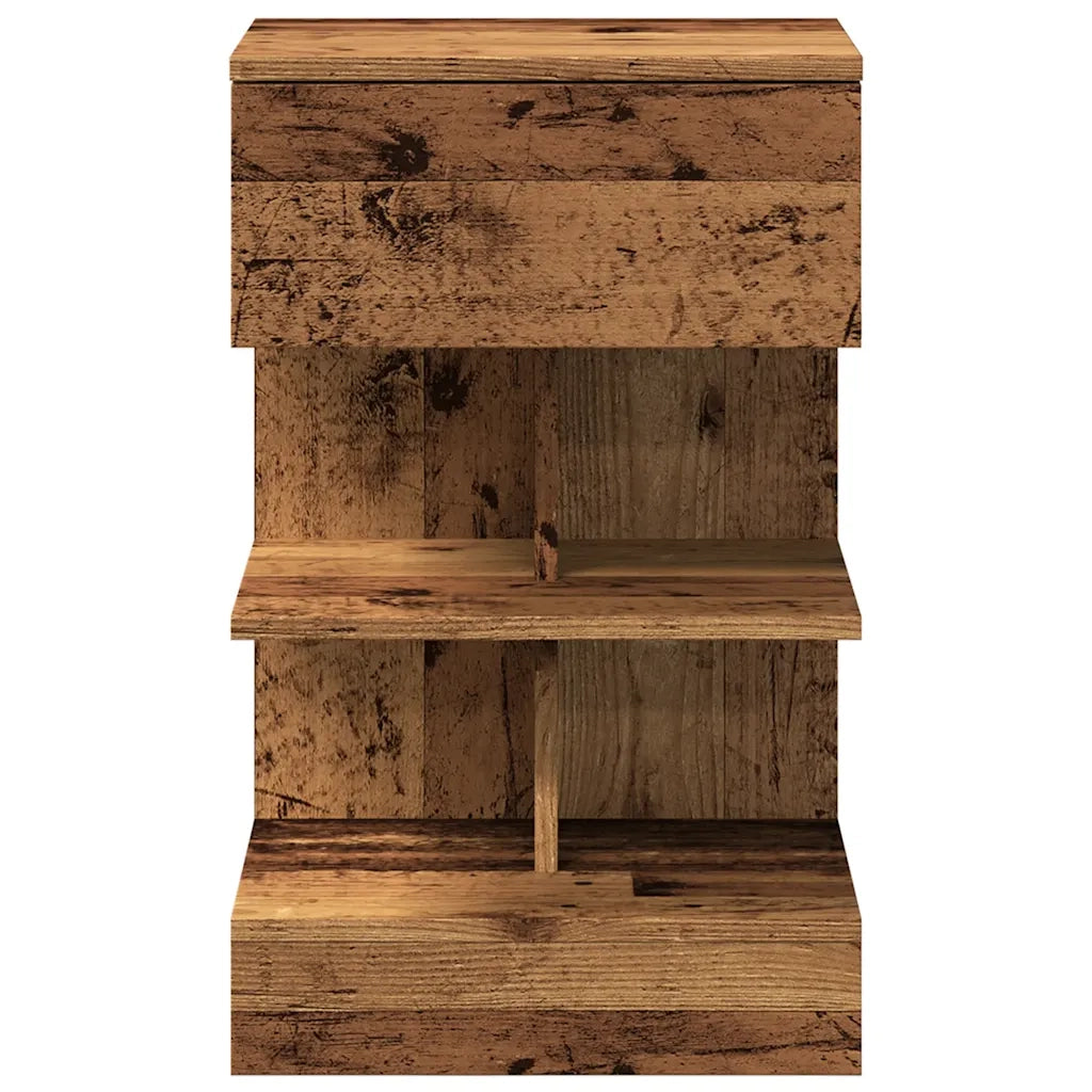 Comodini 2 pz in Legno Vecchio 40x35x65 cm in Legno Multistrato 856749