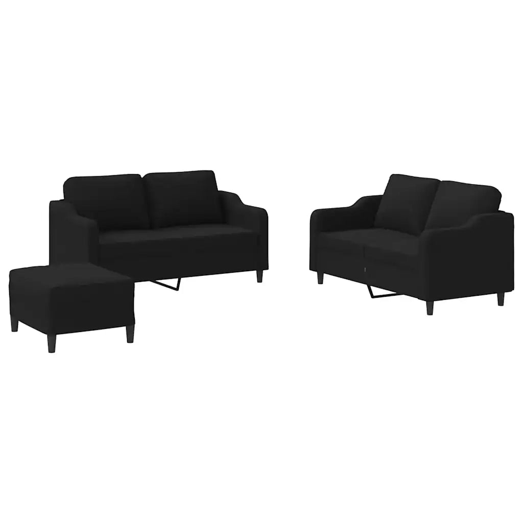 Set di Divani 3 pz con Cuscini Nero in Tessuto 3201814