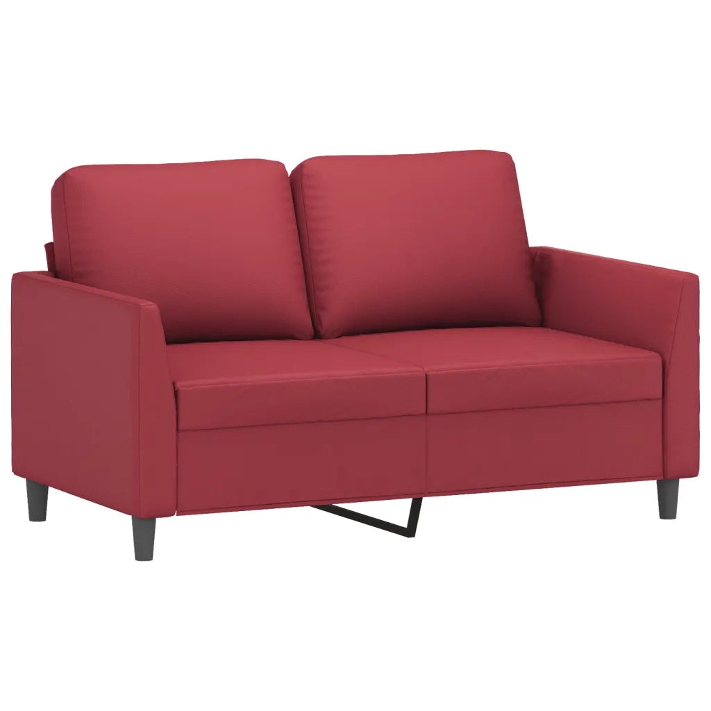 Set di Divani 3 pz con Cuscini Rosso Vino in Similpelle 3201768