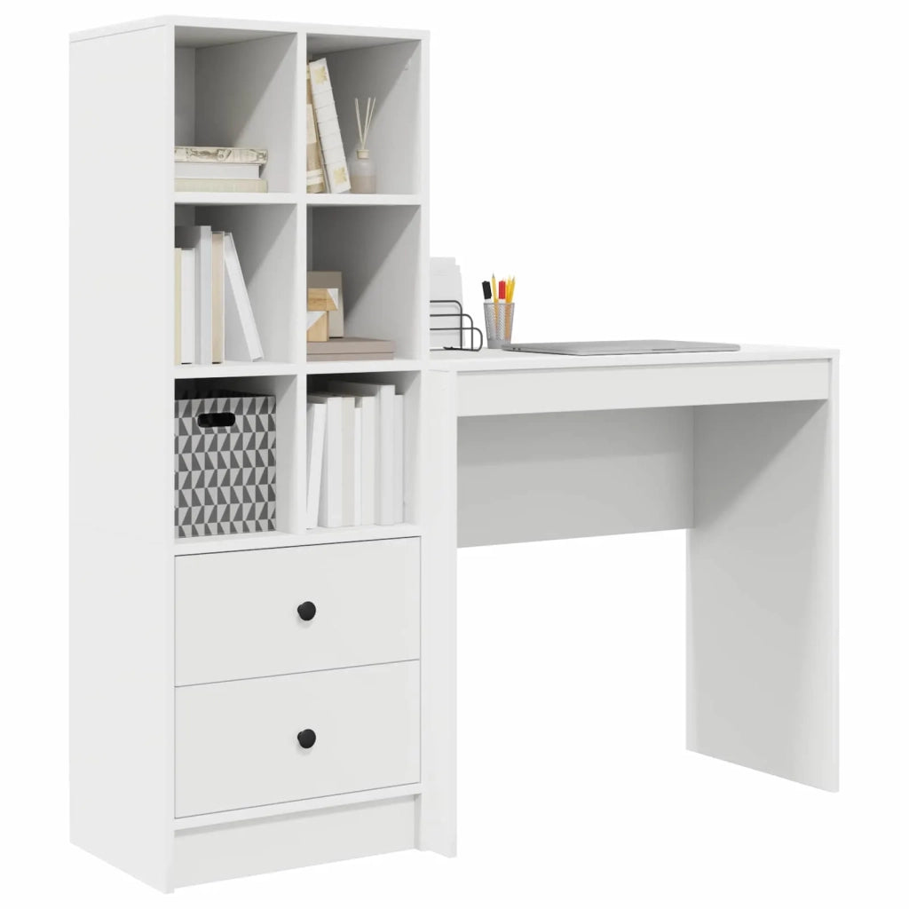 Scrivania con cassetto con lo scaffale 2 pcs Bianco 3337313