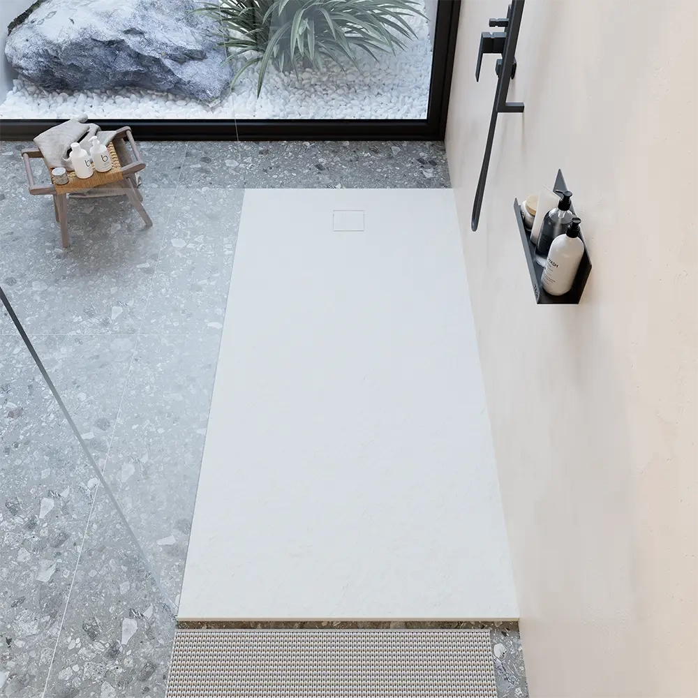 Piatto doccia 80x160 cm colore bianco effetto pietra | Samos