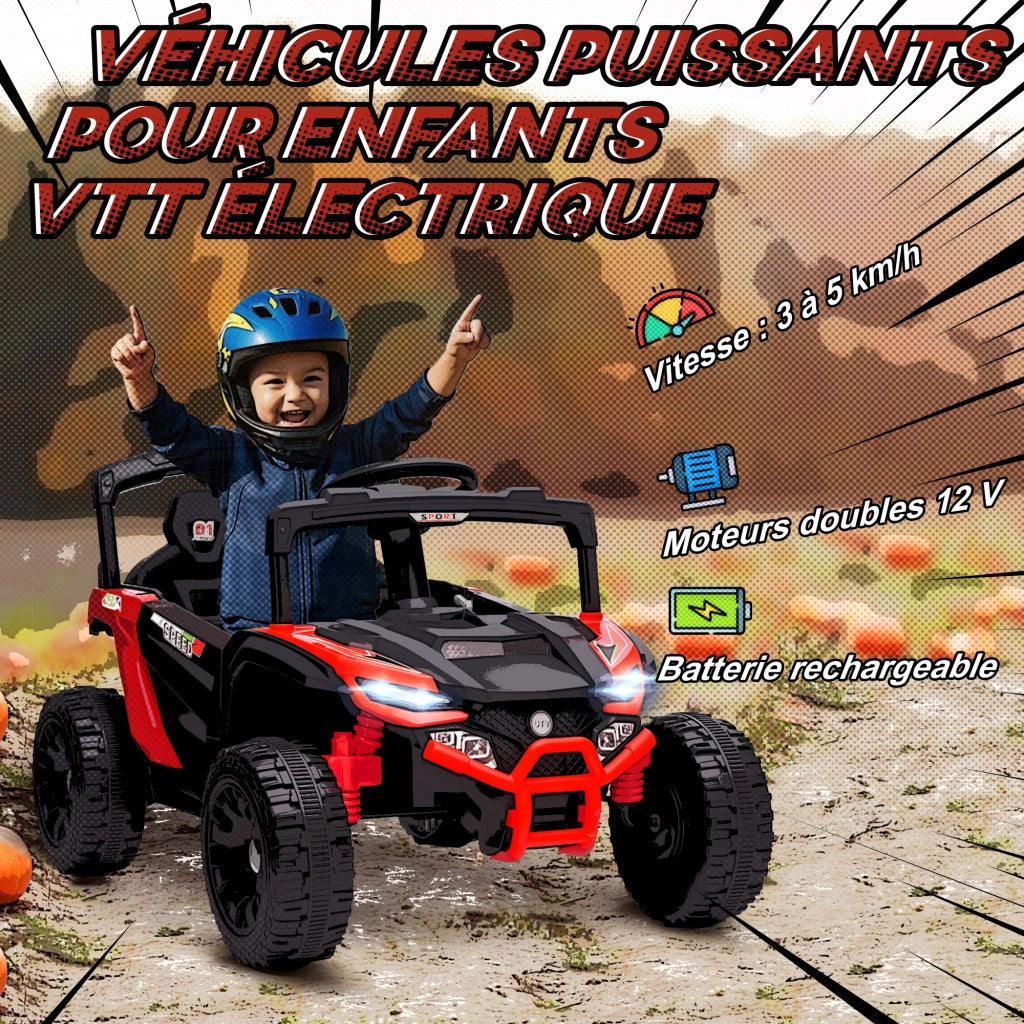 Auto elettrica per bambini UTV ¨C zephmum ¨C rosso, 12V, telecomando, 3-8 anni