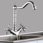 Trade Shop - Rubinetto Cucina Lavabo Doppio Comando Monoforo Ottone Cromato Lucido Miscelatore -