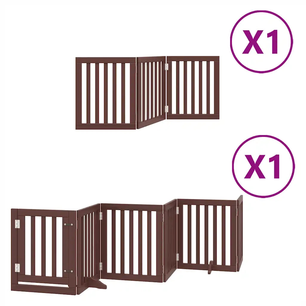 Cancello Cani Porta Pieghevole Marrone 9 Pannelli 450cm Pioppo 3155659