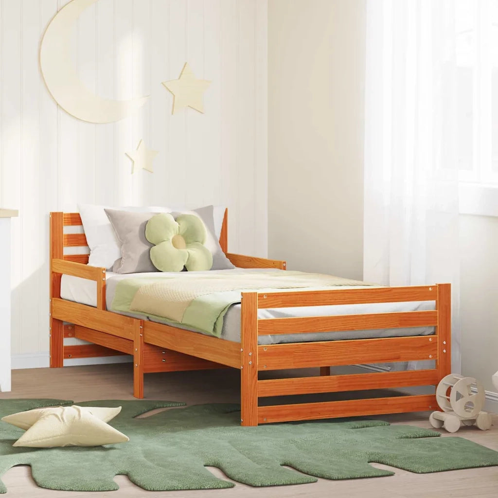 Letto singolo | Letto per adulti | Struttura del letto con testiera Marrone cerato 80 x 200 cm