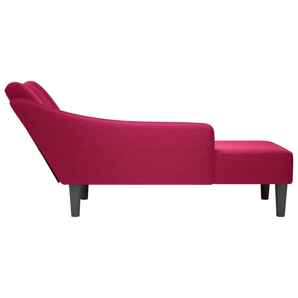 Sdraio con Bracciolo Destro in Velluto Rosso Vino 4009796
