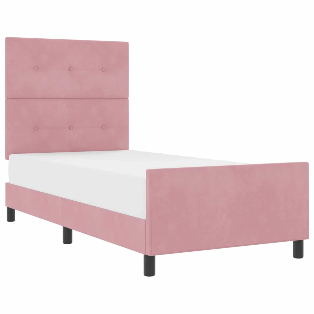 Letto a molle con testiera Rosa 90 x 190 cm Velluto 3344914