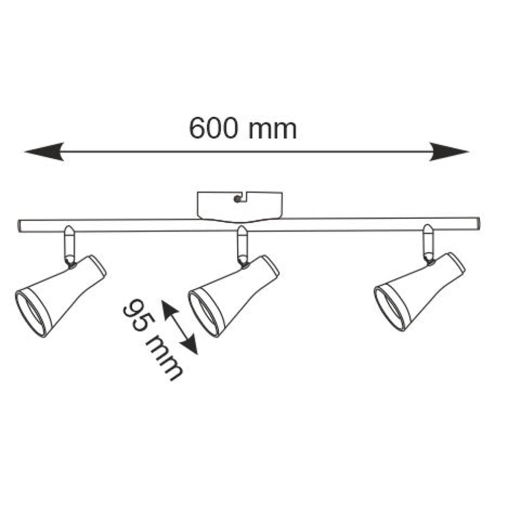 Lampada parete/soffitto LED orientabile 3 luci nera 3000K