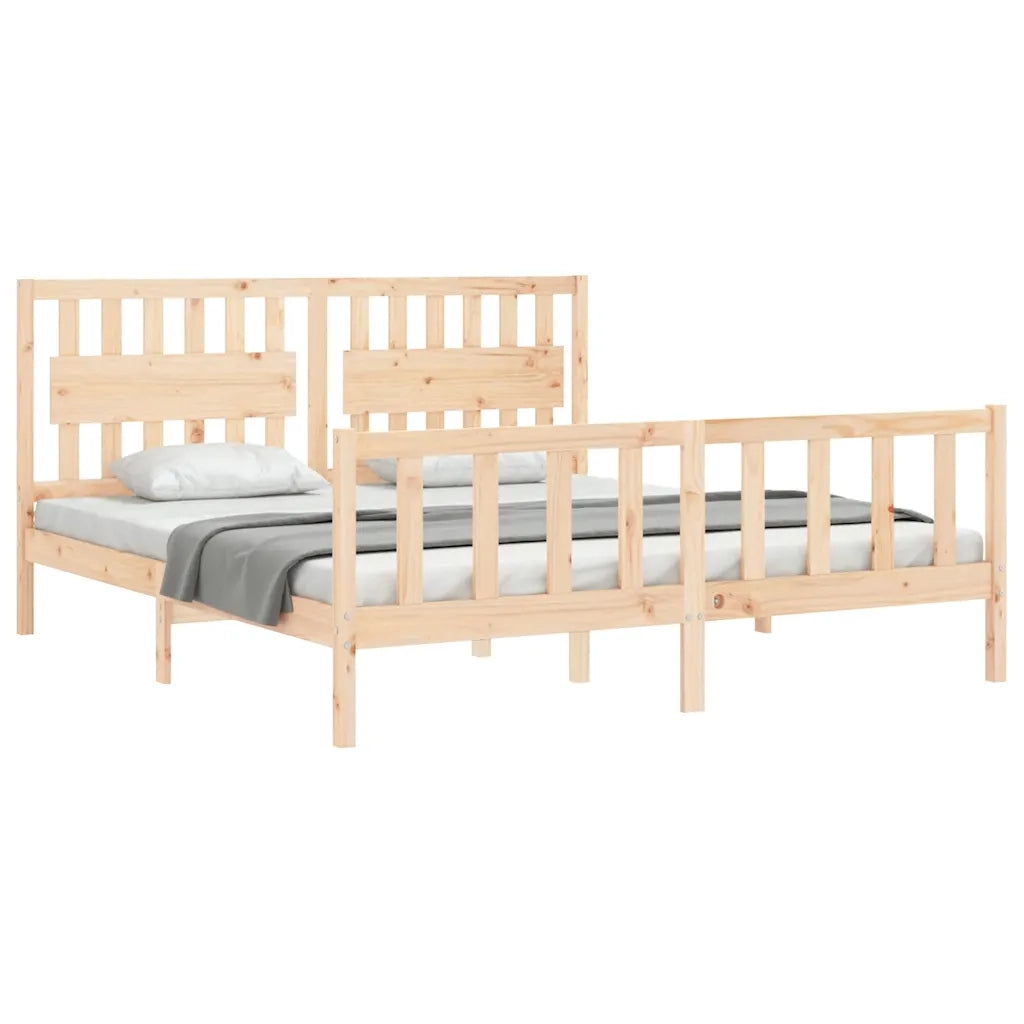 Letto matrimoniale | Letto per adulti | Giroletto con Testiera Super King Size in Legno Massello