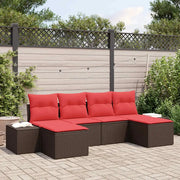 Set Divano da Giardino 4 pz Marrone e Rosso polyrattan 3355843
