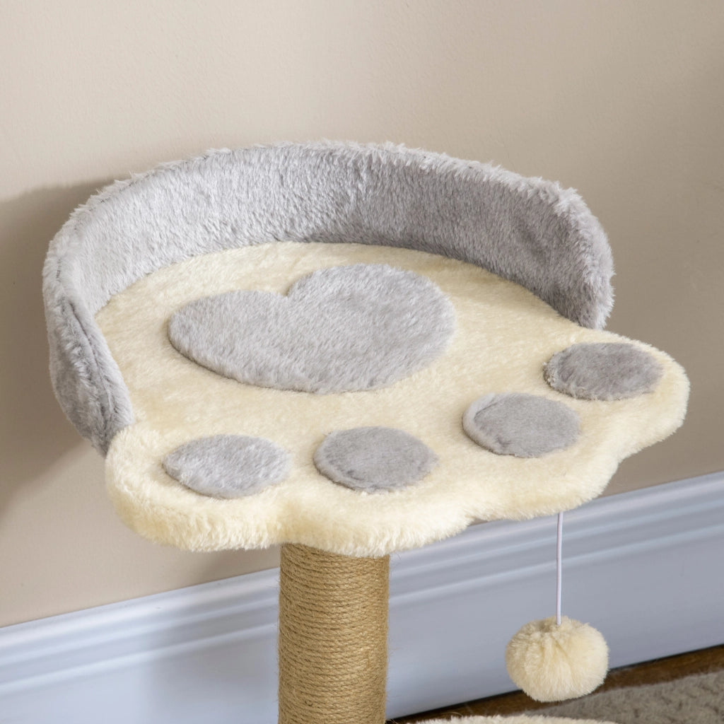 Albero per Gatti Grigio con Piattaforme e Pompon ¨C Minimal ¨C Grigio 44 cm