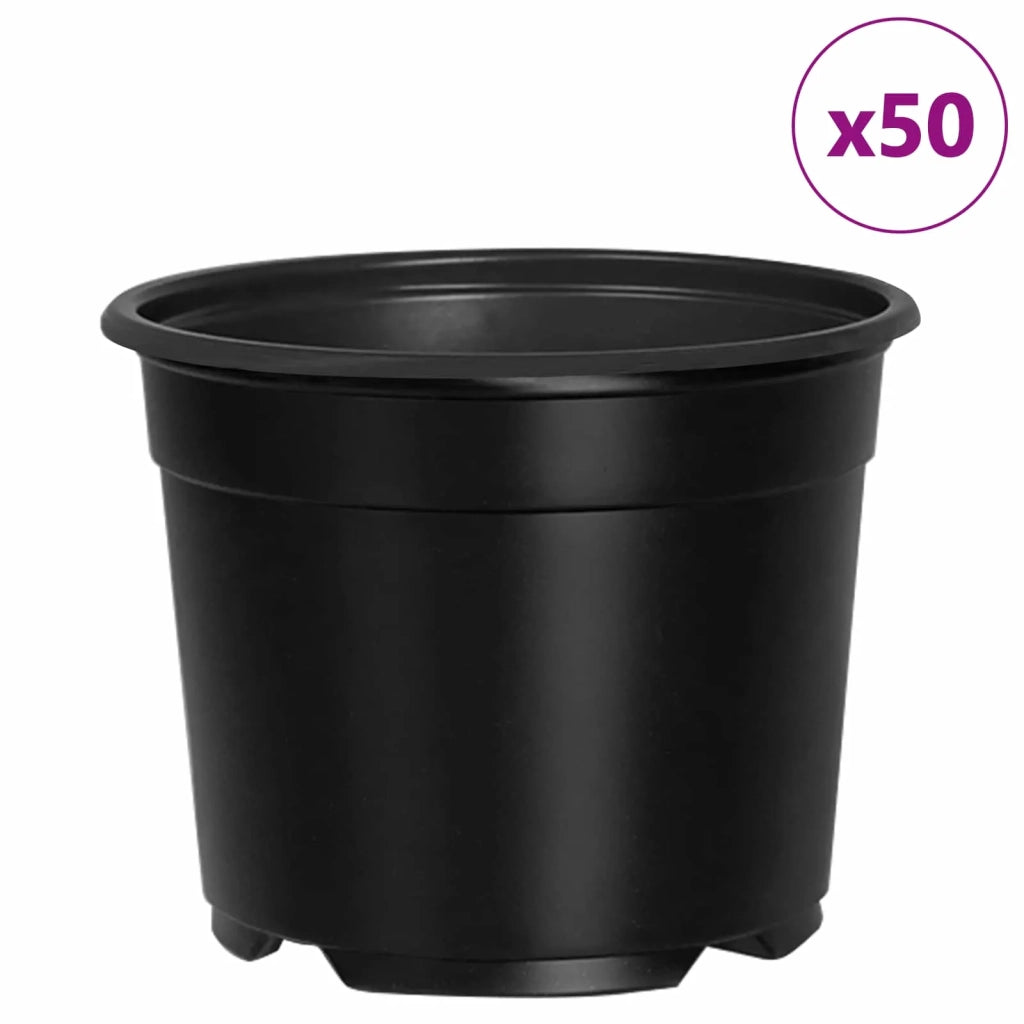 Vaso Rotondo per Fiori 50 pcs Nero Ø 10 x 8 cm Plastica 42029490