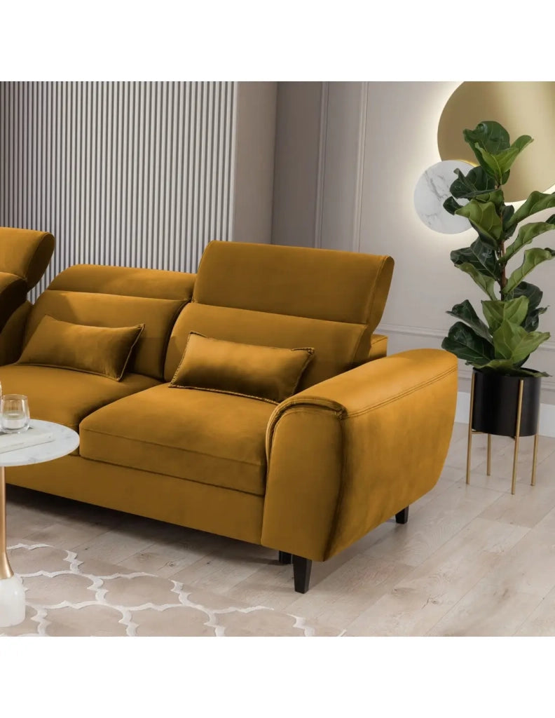 Divano ad angolo convertibile giallo angolo sinistro 4 posti FABLE