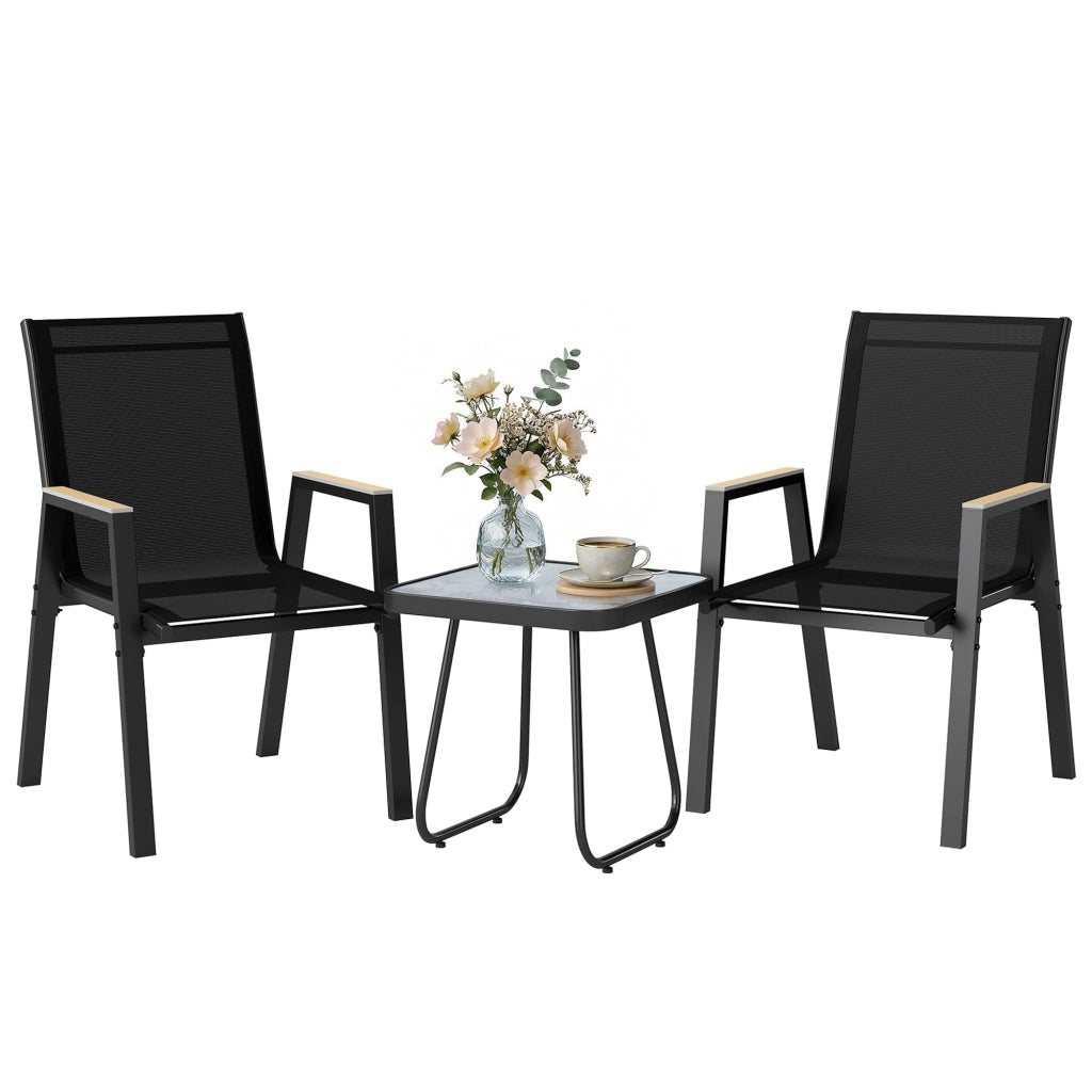 Set Bistr¨° da Esterni 3 Pezzi, Tavolino con Piedini Regolabili