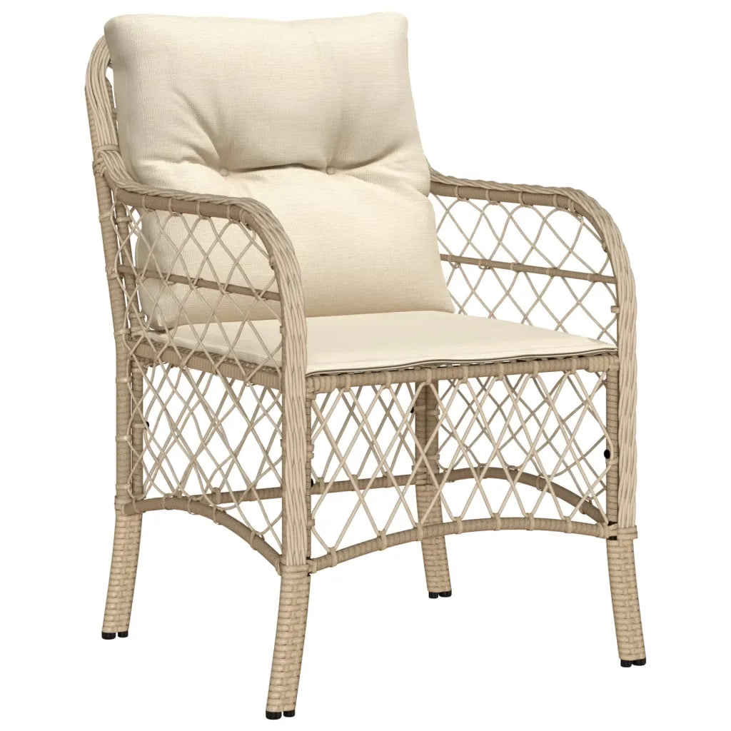 Set da Pranzo da Giardino 5 pz con Cuscini Beige in Polyrattan