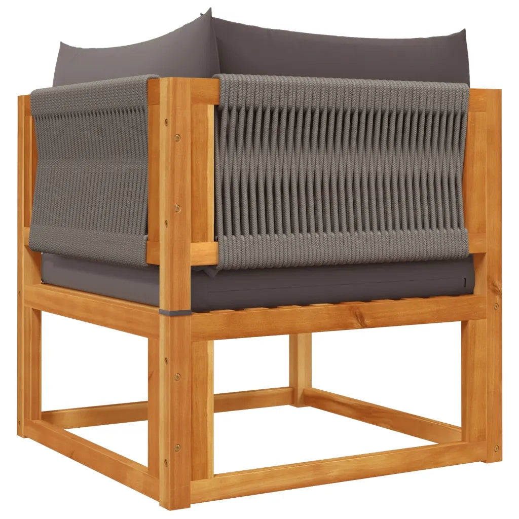 Set di divani da giardino 3 pezzi con cuscini in legno di acacia e corda 3278844