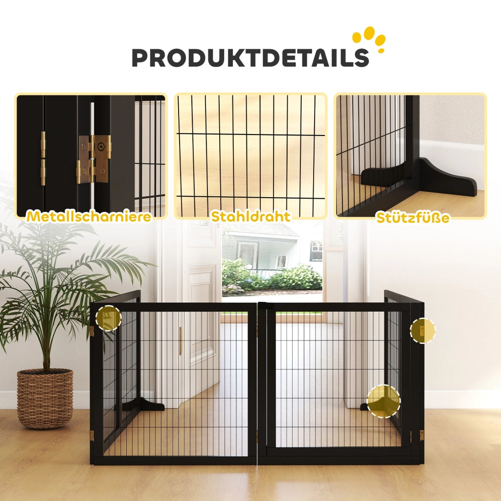 Cancelletto di sicurezza pieghevole per cani ¨C Xylo ¨C Legno di pino nero 432x36x70cm