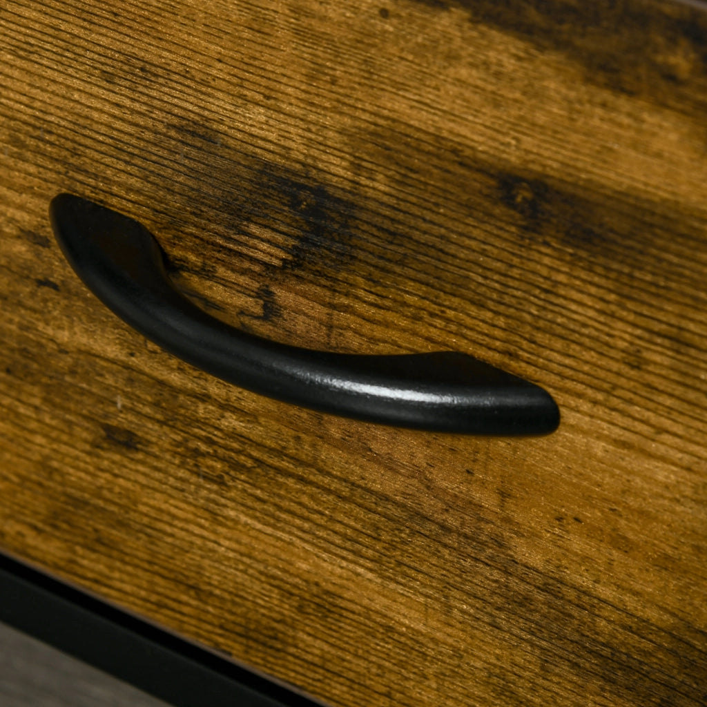 Armadio per soggiorno con cassetti in tessuto ¨C Minimal ¨C MDF, struttura in acciaio, marrone