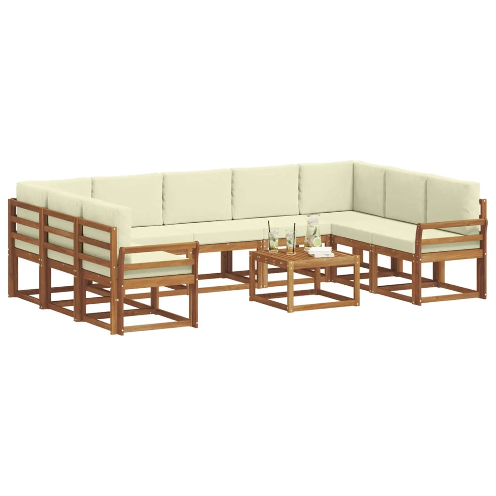 Set di divani da esterno con cuscino 10 pcs Naturale e Crema 3367018