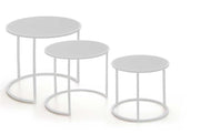 SET 3 TAVOLINI DA CAFFÈ IN METALLO BIANCO E RIPIANI LILLA CHIARO CON DESIGN MINIMAL