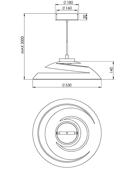 Lampada a sospensione Aragon in metallo e vetro bianco, LED integrato 18W, 3000K, dimmerabile a taglio di fase, diametro 530mm, Classe 1, IP20