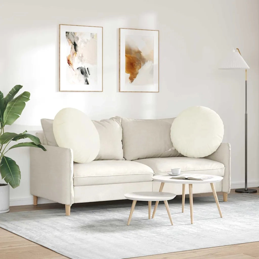 Cuscini per Seduta 2 pcs Crema Ø60 x 21 cm Velluto 42014220