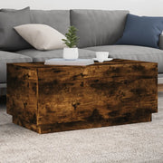 Tavolino da Soggiorno con Luci LED Rovere Fumo 90x50x40 cm 839879