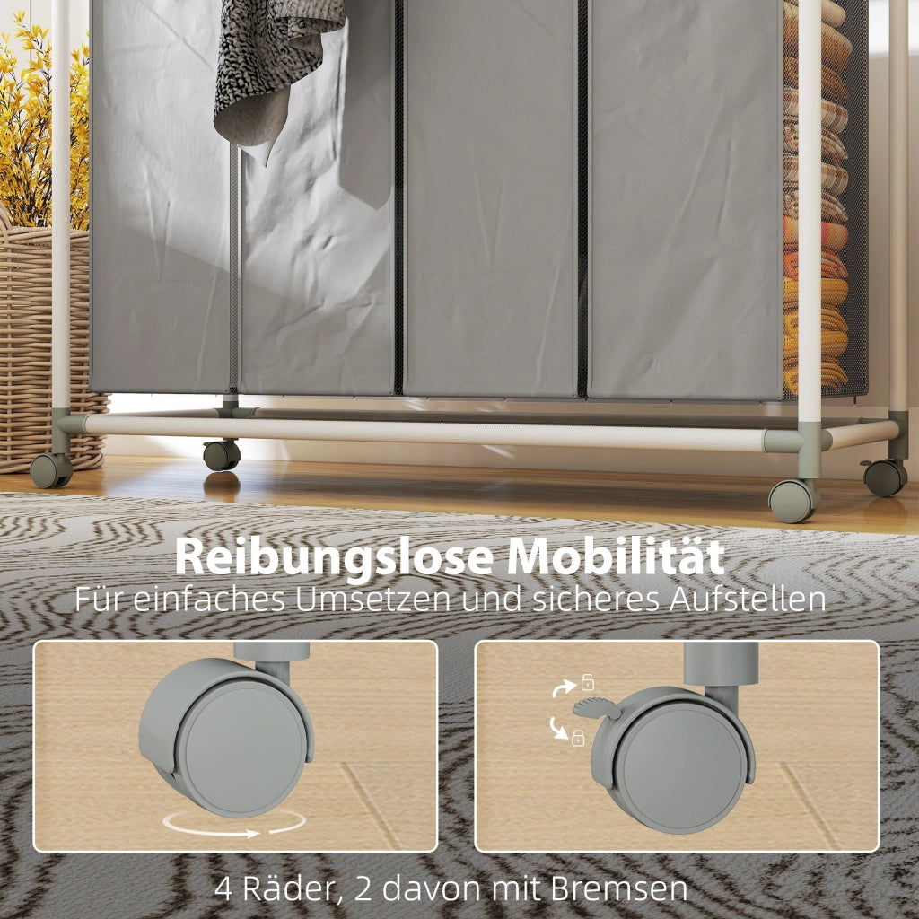 Cestino per il bucato con 4 scomparti 160 L ¨C zephmum ¨C Grigio 97x38x81 cm