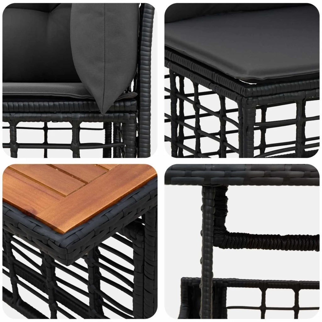 Set Divano da Giardino 10 pz Nero e Grigio scuro polyrattan 3437897