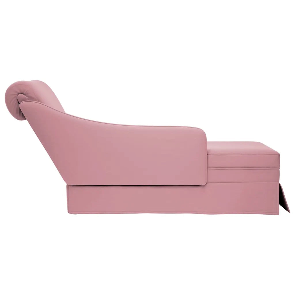 Sdraio con Capezzale e Bracciolo Destro in Velluto Rosa 4009785