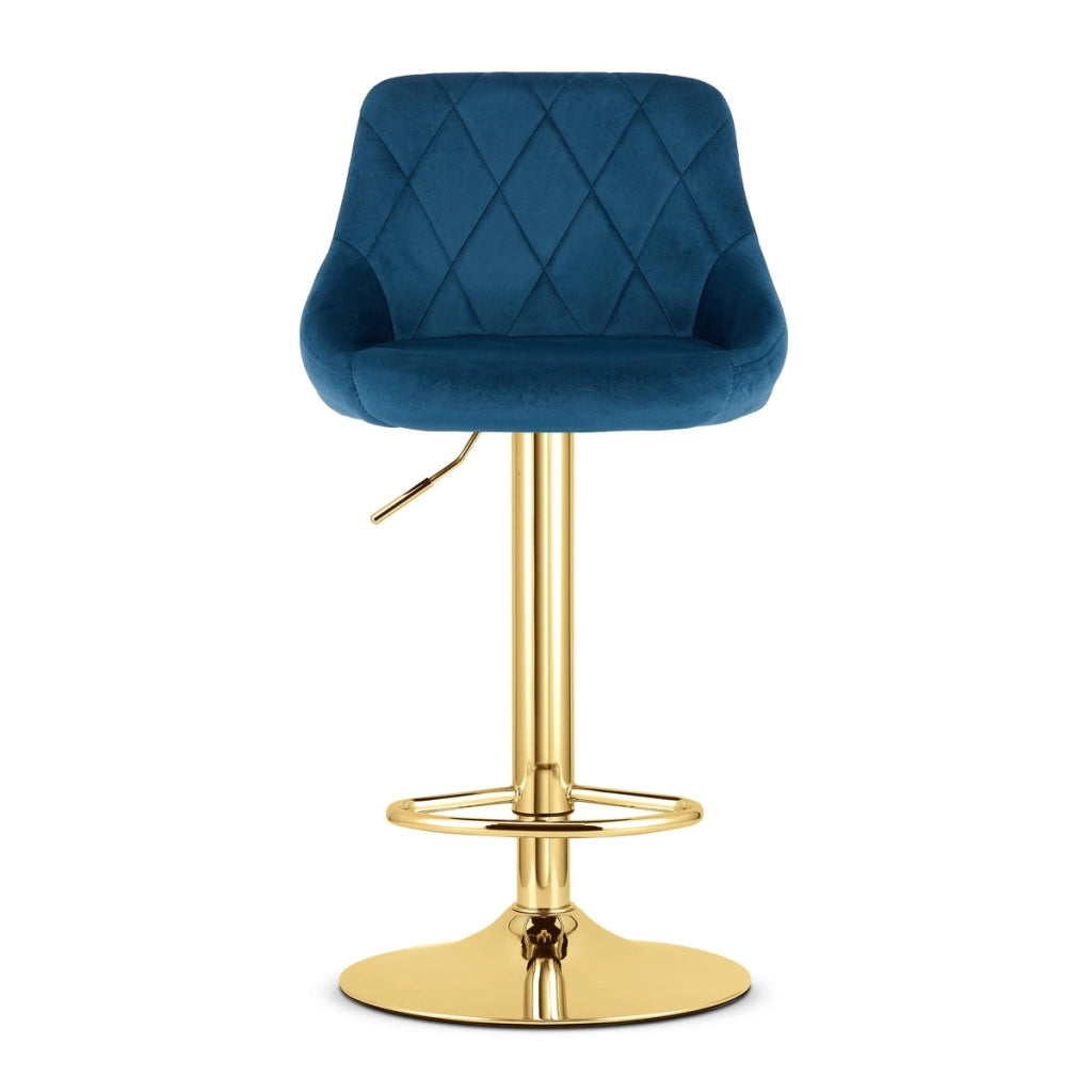 Set di 2 sgabelli bar Kast in velluto blu e oro