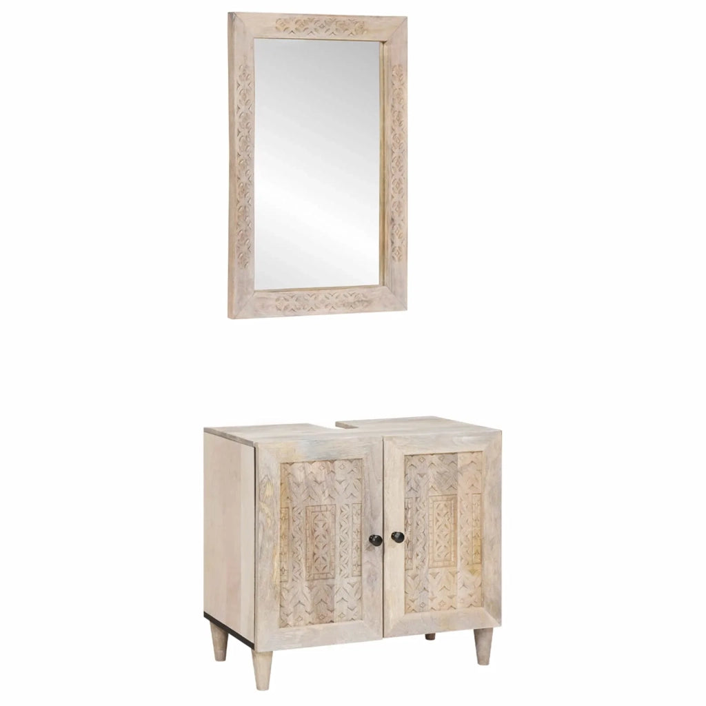Set di mobili per il bagno 2 pcs Bianco Legno multistrato 3310072