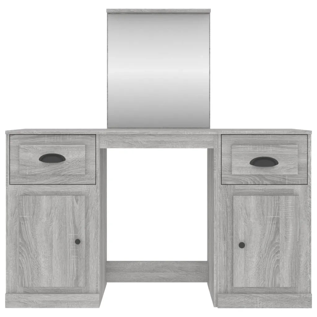 Toeletta con Specchio-Tavolo da Vanit¨¤ Grigio Sonoma 130x50x132,5 cm