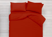 Copripiumino In 100% Cotone Double Face Rosso - Matrimoniale - Rosso