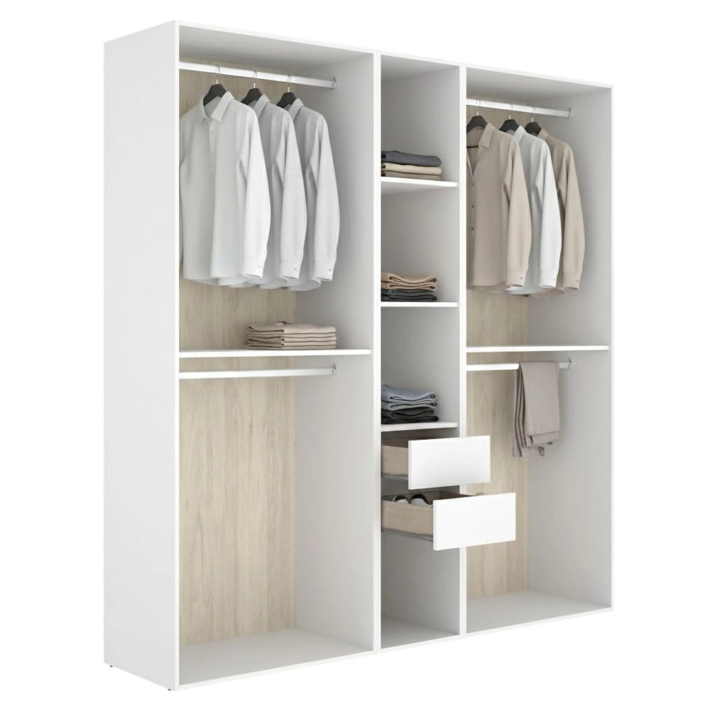 Armadio Camera da Letto Rector, Guardaroba Grande 5 Ripiani, 45x205h cm Bianco
