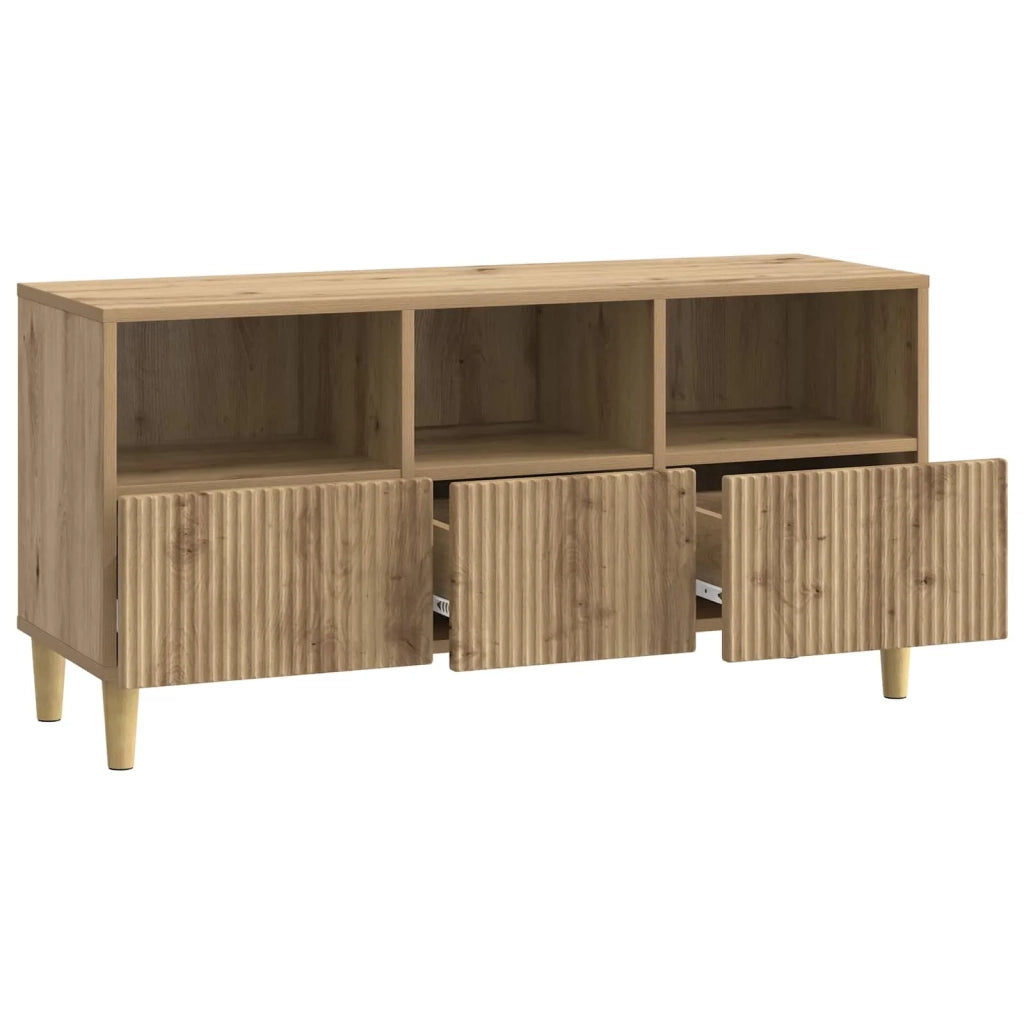 Mobile TV con cassetto-Credenza per TV Rovere Artigianale 102 x 34,5 x 50 cm 340775