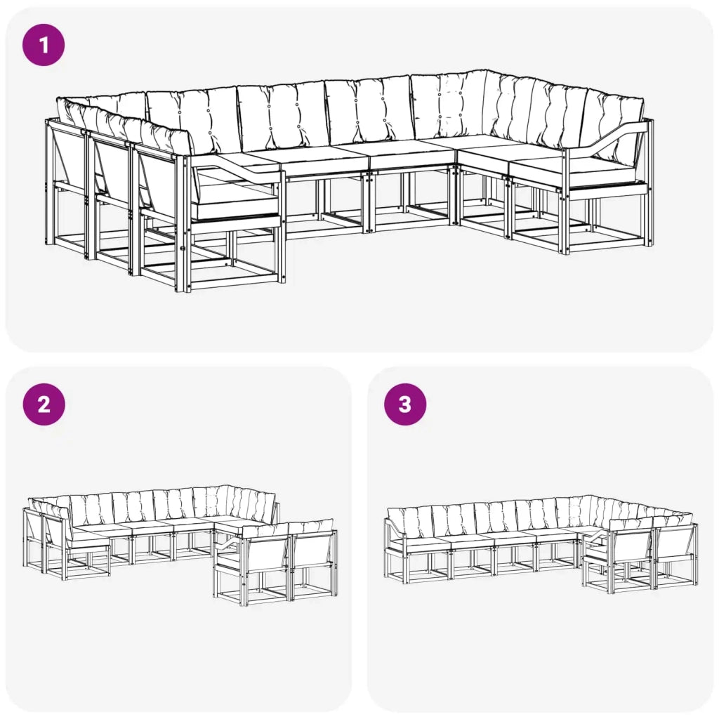 Set di divani da esterno con cuscino 9 pcs Bianco e Crema 3389868