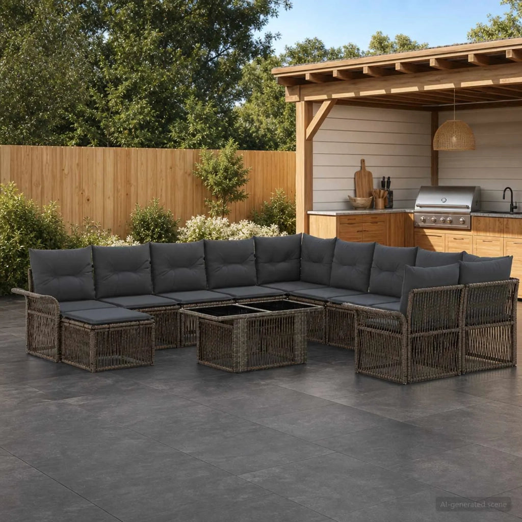 Set Divano da Giardino 12 pz Grigio e Grigio Scuro polyrattan 3436733