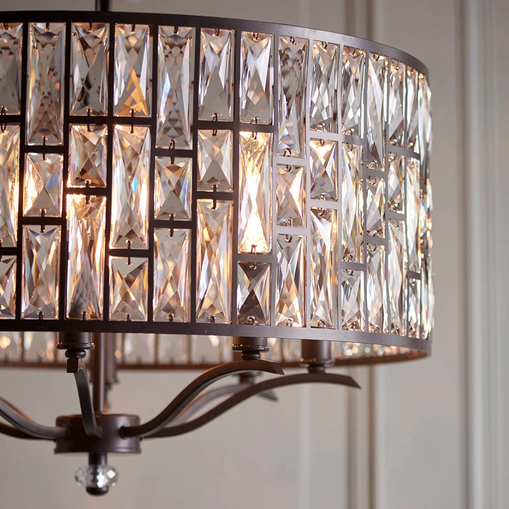 Lampadario Belle cristallo K5 bronzo scuro 8xE14 Endon
