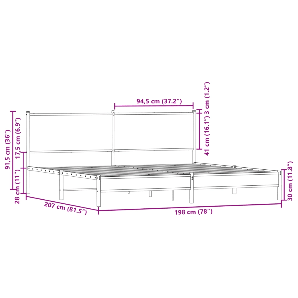 Giroletto senza Materaso in Metallo Rovere Fumo 193x203 cm 3301379
