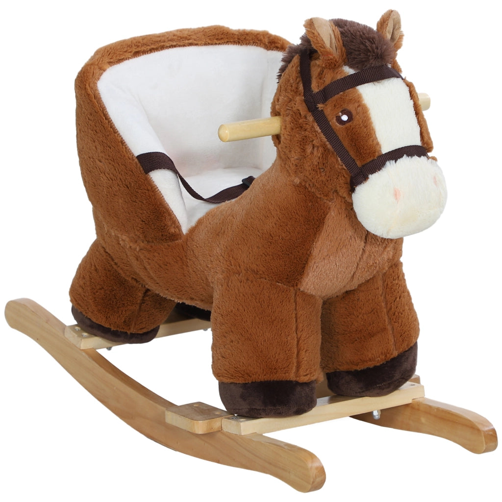 Cavallo a Dondolo Bambini Legno con Sicurezza ¨C zephmum ¨C Marrone