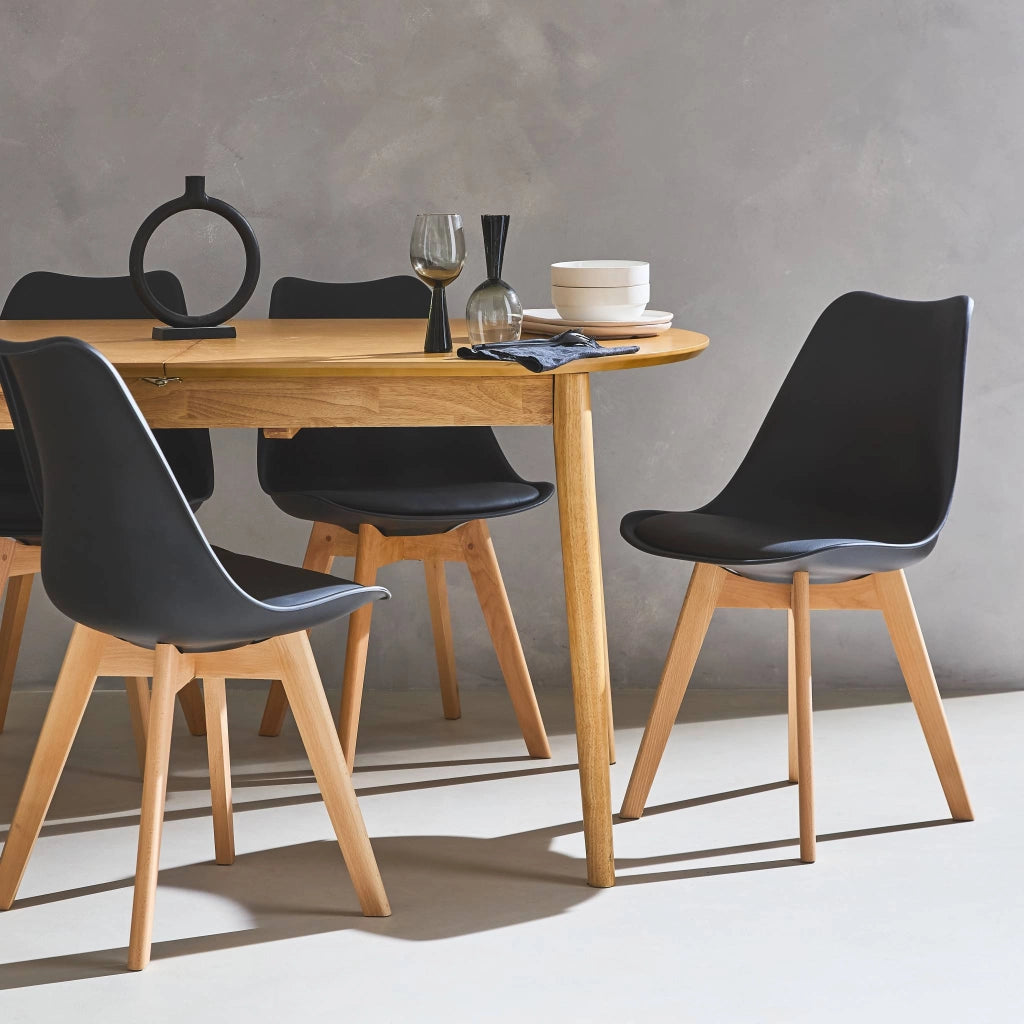 Set 6 sedie scandinave imbottite, gambe in legno per sala da pranzo,