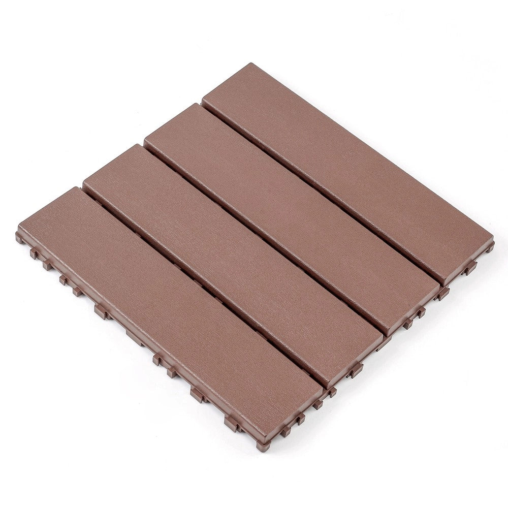 Piastrelle da Pavimento Interlocking per Esterni ¨C MINIMAL ¨C Marrone, 12x12, 44 pezzi