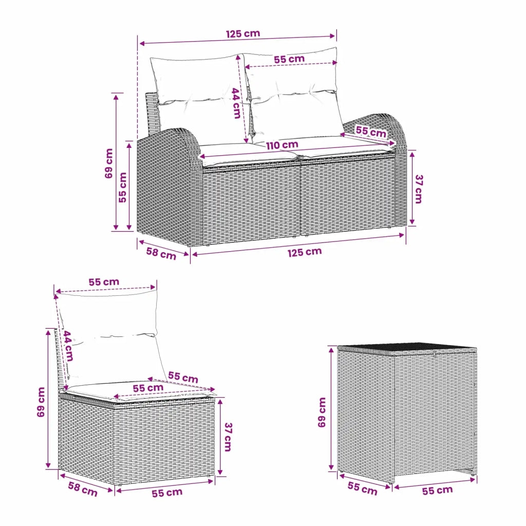 Set di divani 5 pz Beige e Grigio Chiaro 3447783