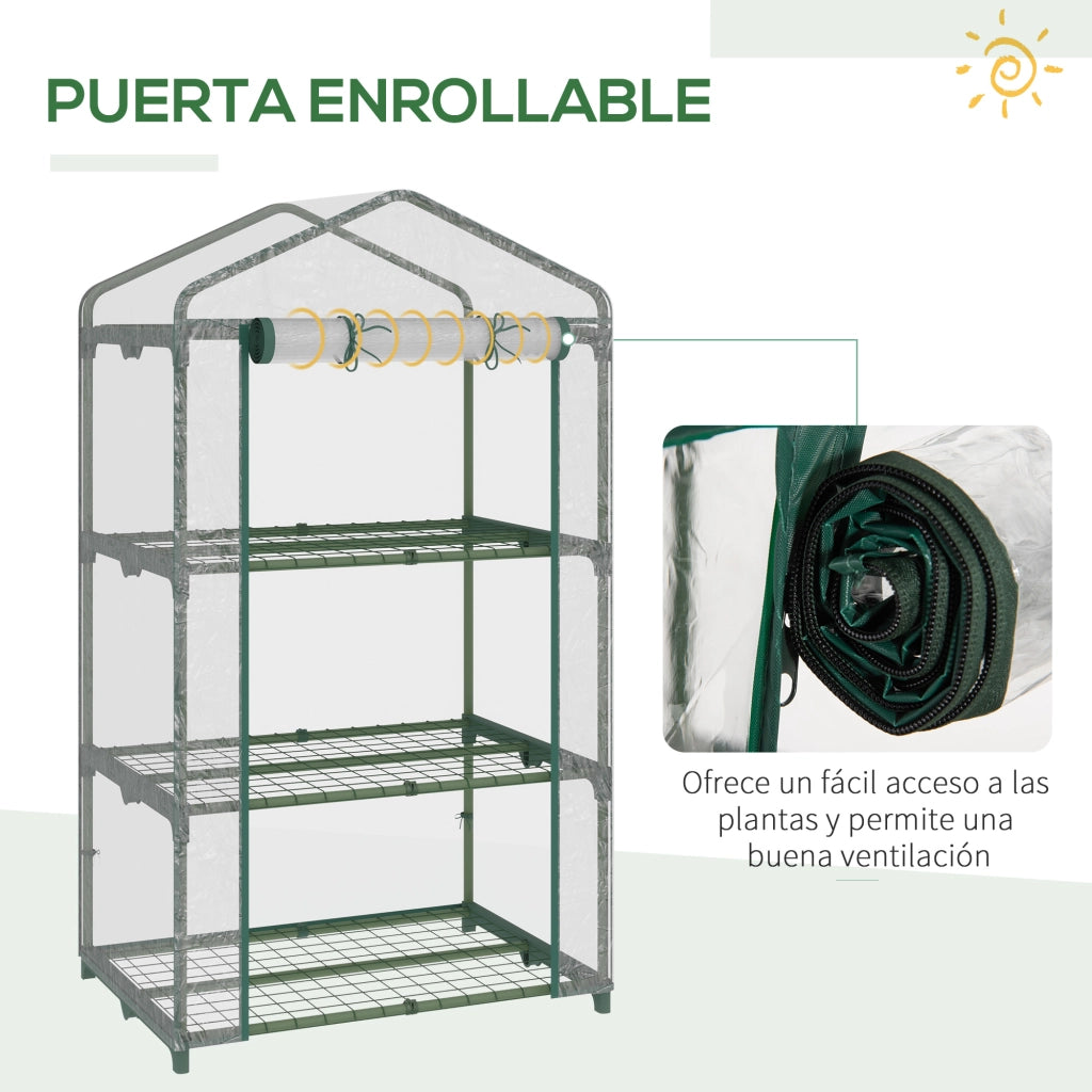 Serra da Giardino 3 Livelli con Ripiani e Porta a Cerniera ¨C Minimal ¨C 69x49x125 cm Trasparente