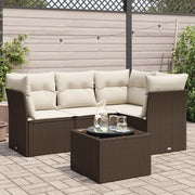 Set Divano da Giardino 5 pz con Cuscini Marrone in Polyrattan 3217593