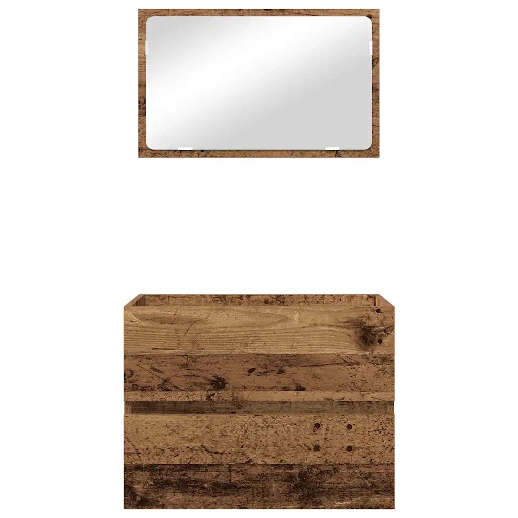 Set di mobili per il Bagno | Armadio da bagno con cassetto 2 pz Legno vecchio